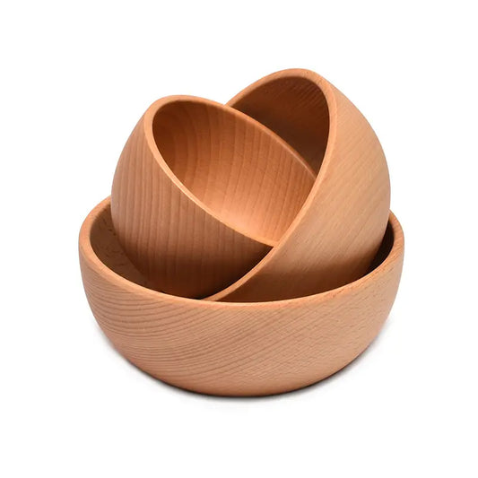 Japanese Wooden Bowls Set for Kids & Adults