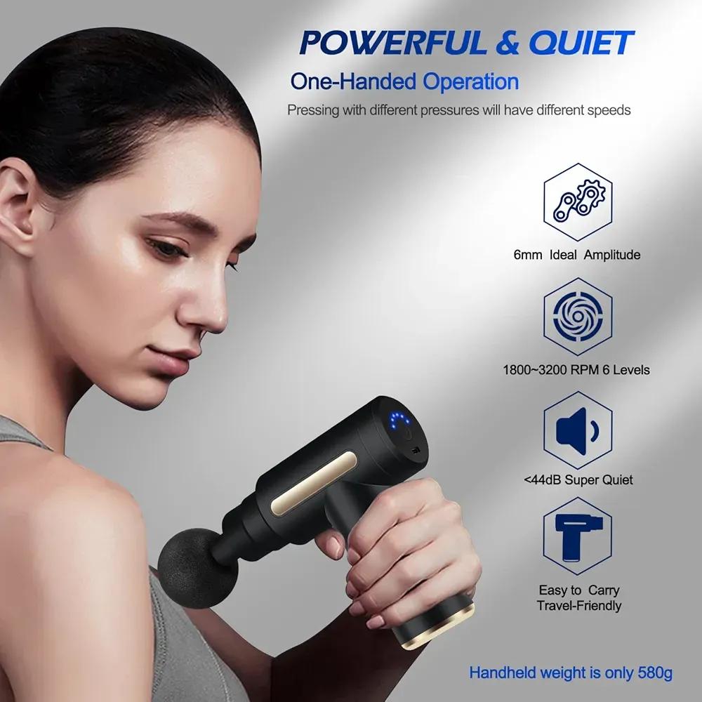 Wireless Massager Gun Black 4-Head ABS