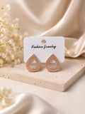 Golden Crystal Earrings for Women 2 Pcs