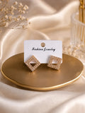 Golden Crystal Earrings for Women 2 Pcs