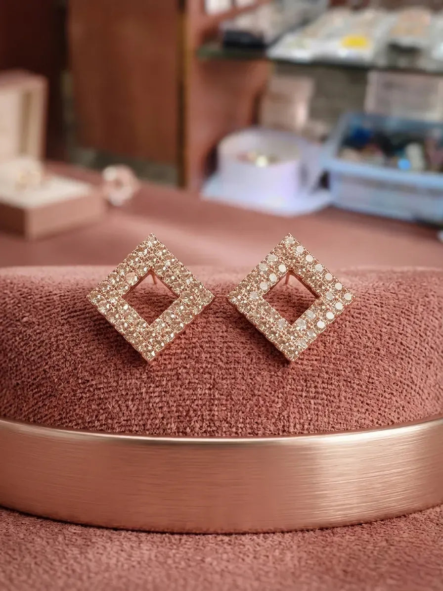 Golden Crystal Earrings for Women 2 Pcs