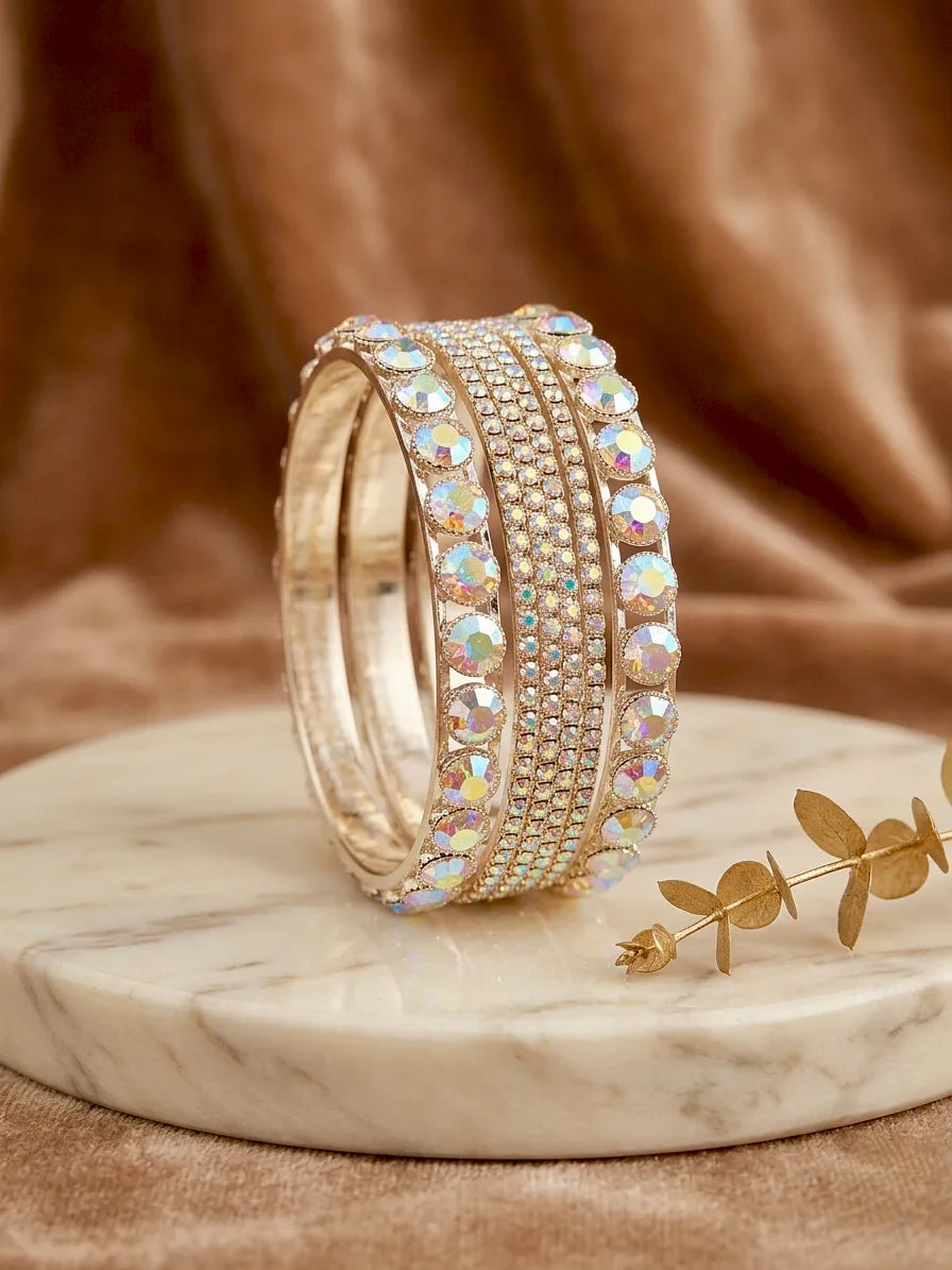 6 Pcs Modern Crystal Kara Bangle Set for Women