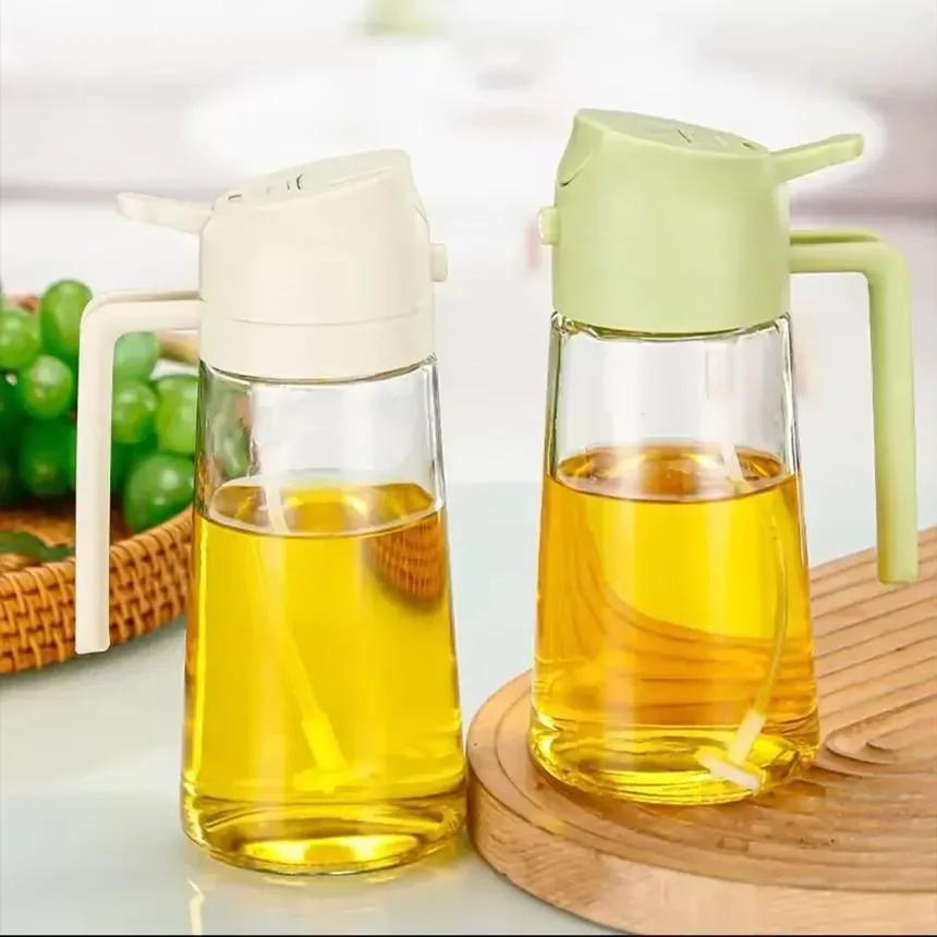 Transparent Oil Bottle with Handle & Cap for Kitchen Use