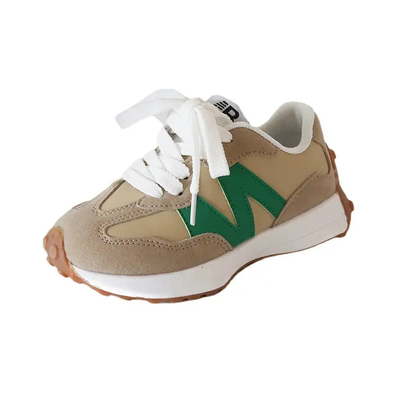 Kids White Korean Lace-Up Sports Shoes for Girls