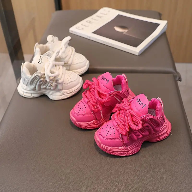 Pink Chunky Sneakers for Kids School Play Wear