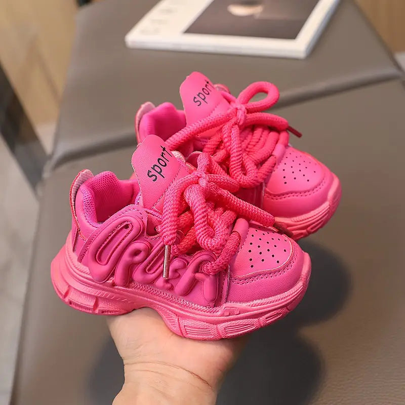 Pink Chunky Sneakers for Kids School Play Wear