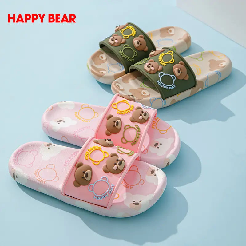 Kids Bear Slippers Non-Slip Rubber Comfortable Home Wear