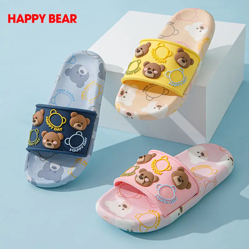 Kids Bear Slippers Non-Slip Rubber Comfortable Home Wear