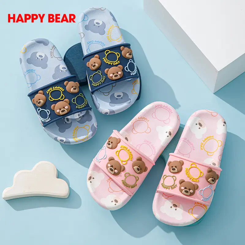 Kids Bear Slippers Non-Slip Rubber Comfortable Home Wear