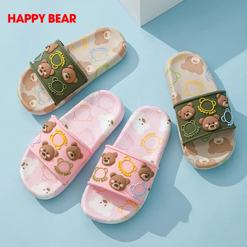 Kids Bear Slippers Non-Slip Rubber Comfortable Home Wear