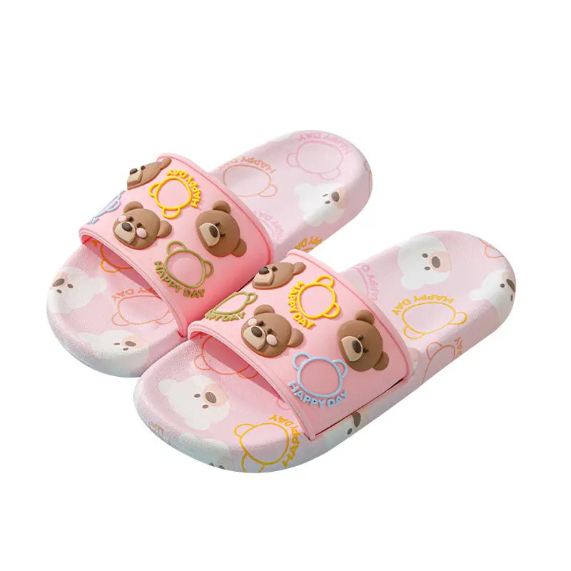 Kids Bear Slippers Non-Slip Rubber Comfortable Home Wear