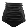 Women High Waist Pleated Swimsuit Black