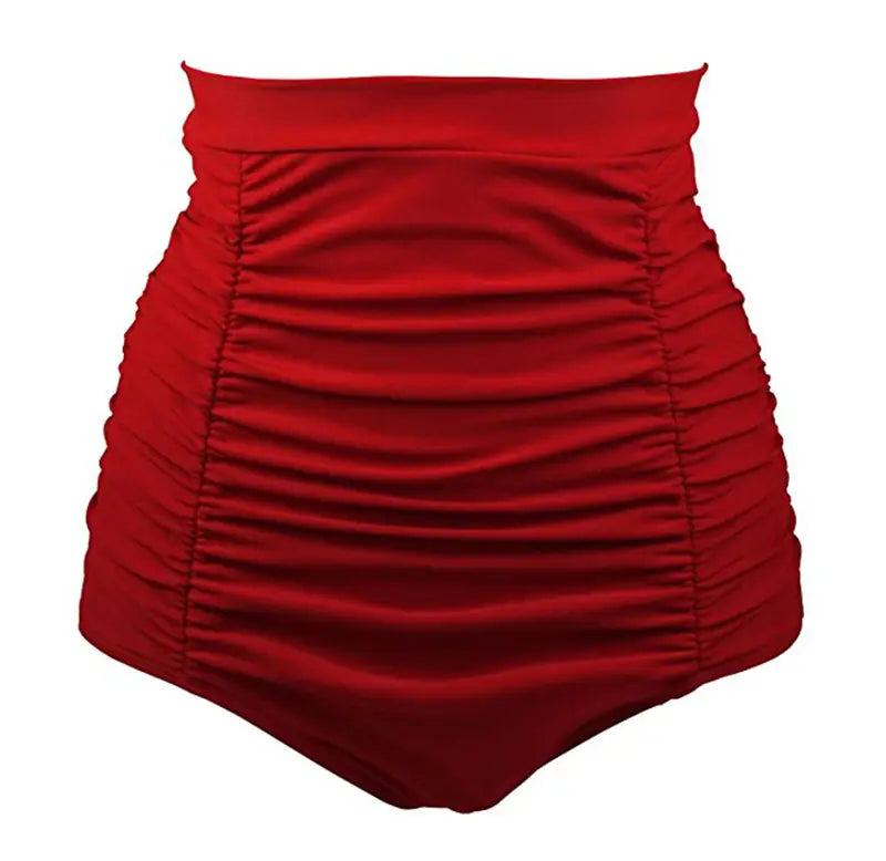 Women High Waist Pleated Swimsuit Black