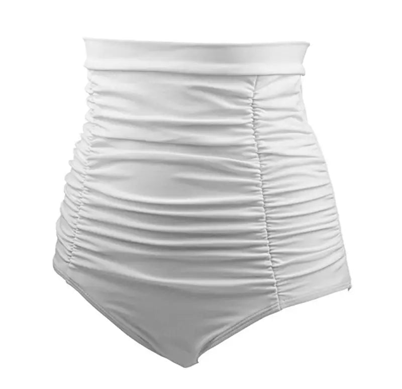 Women High Waist Pleated Swimsuit Black