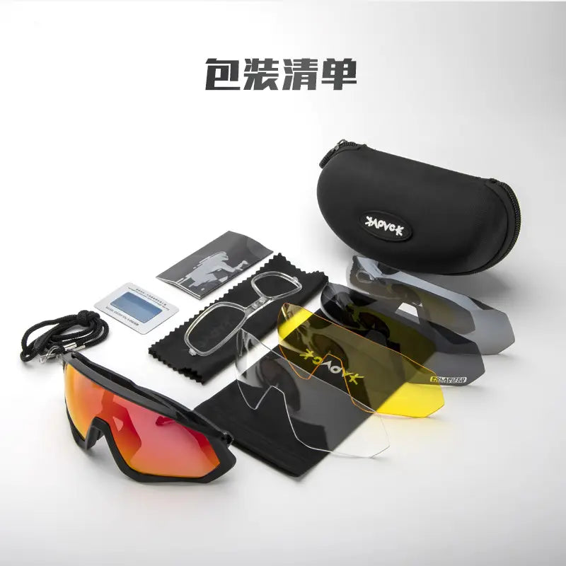 Black Riding Glasses with Red Mirrored Lenses for Wind & UV Protection