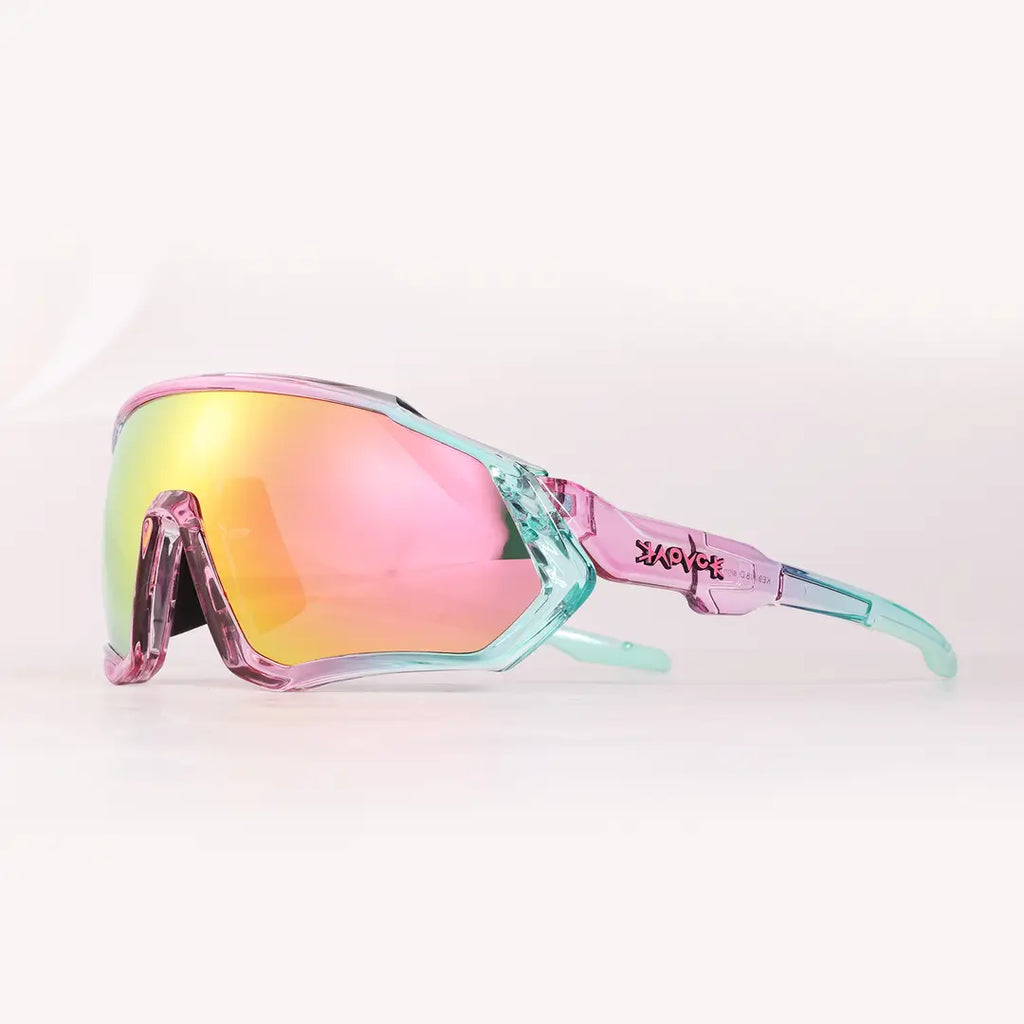 Black Riding Glasses with Red Mirrored Lenses for Wind & UV Protection