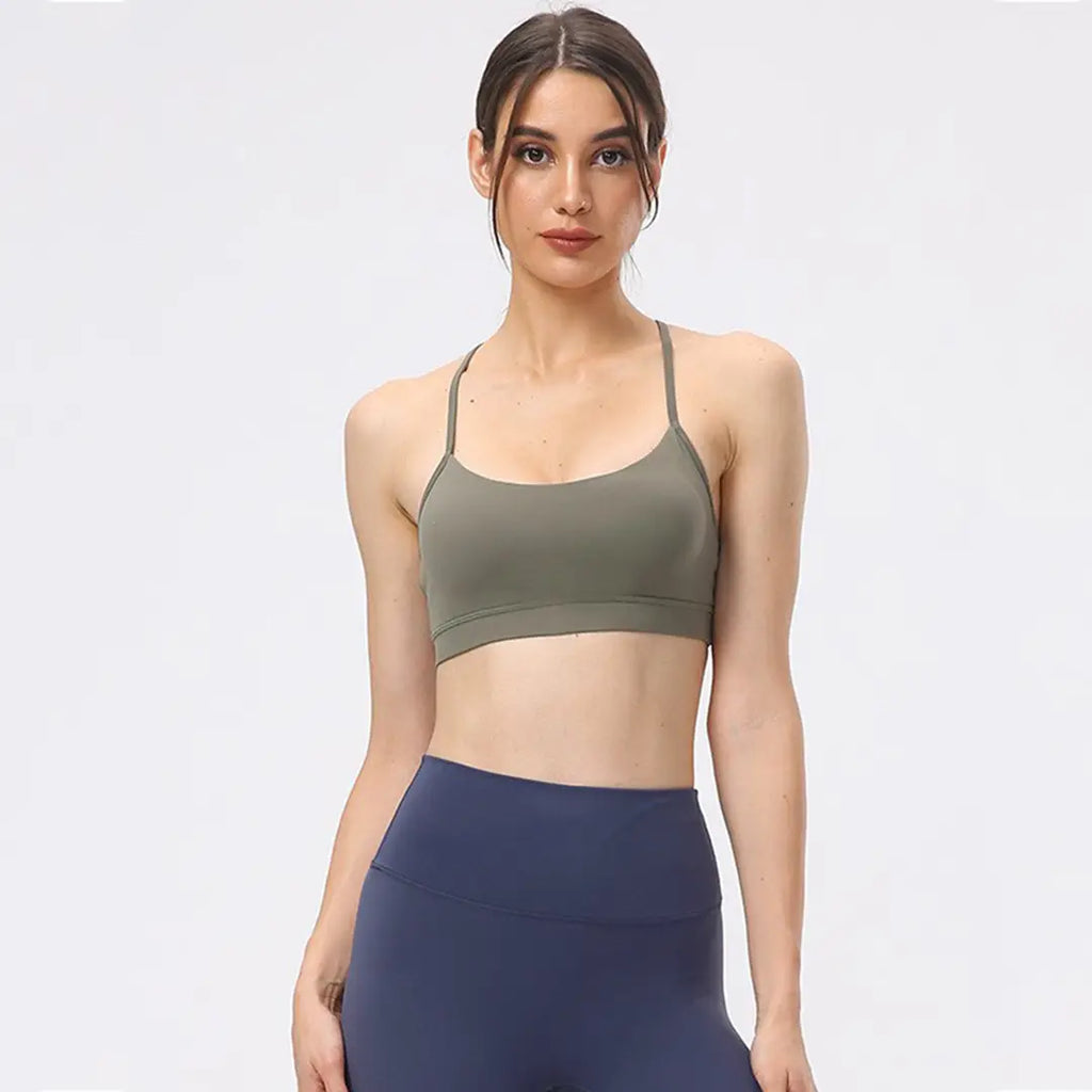 Women's Yoga Sports Bra Alpine White Nylon Detachable Pads