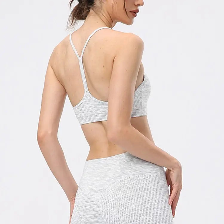 Women's Yoga Sports Bra Alpine White Nylon Detachable Pads