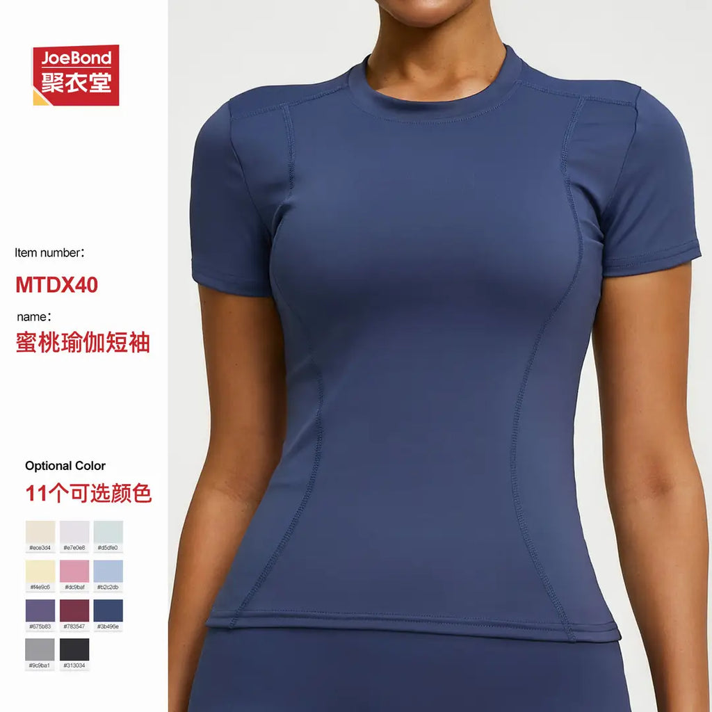 Women Slim Fit Yoga T-Shirt Summer Fitness Short Sleeve