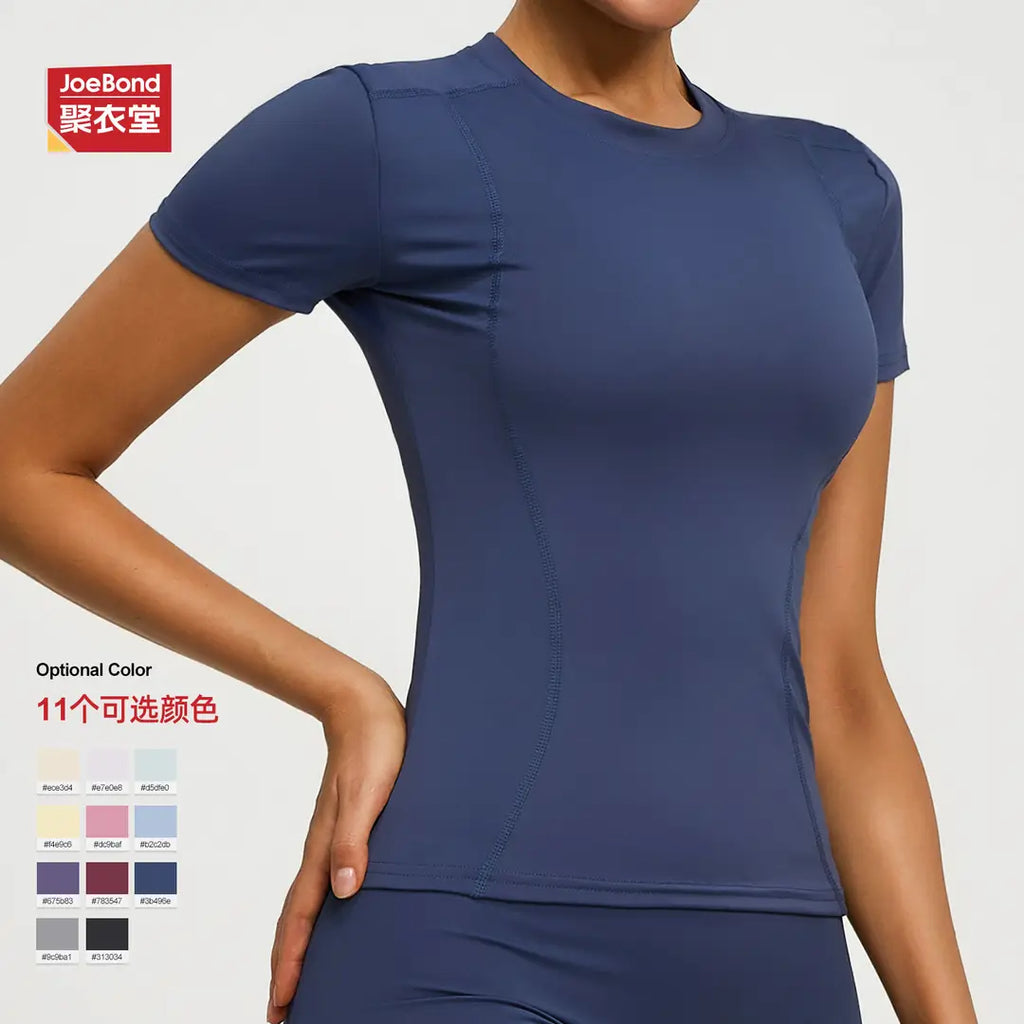 Women Slim Fit Yoga T-Shirt Summer Fitness Short Sleeve