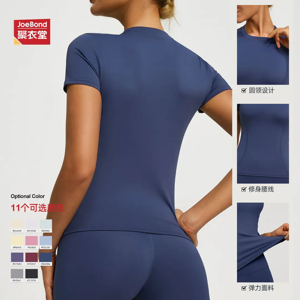 Women Slim Fit Yoga T-Shirt Summer Fitness Short Sleeve