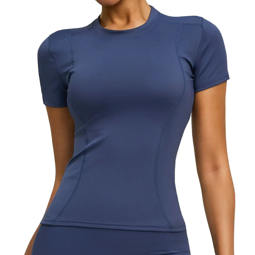 Women Slim Fit Yoga T-Shirt Summer Fitness Short Sleeve