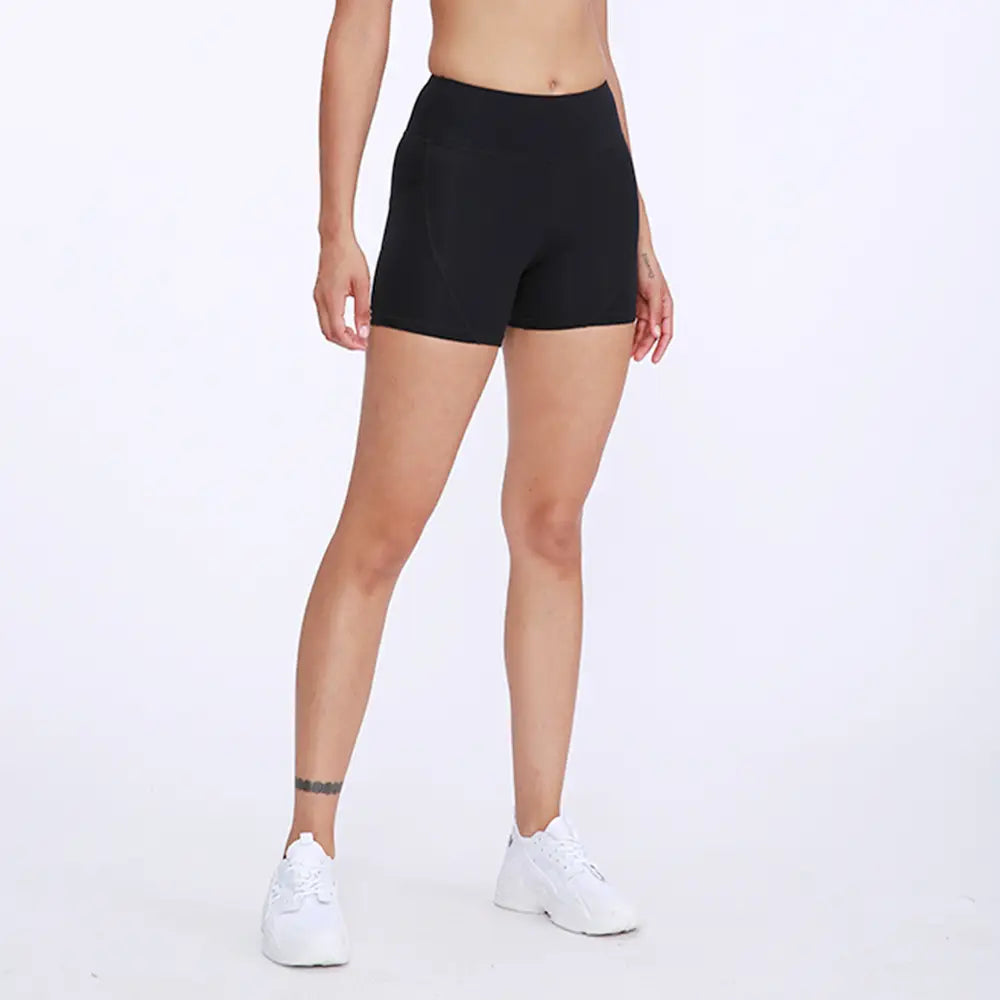 Women High Waist Yoga Shorts Black Tight Sporty Fitness Wear