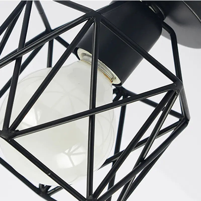 Modern Geometric Ceiling Lamp Black LED Warm Glow