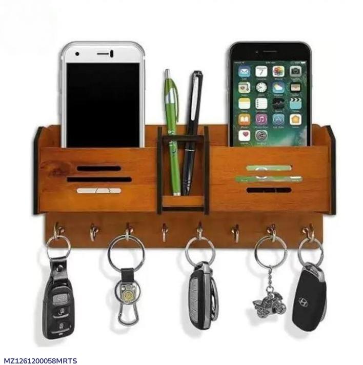 Wooden Mobile & Key Holder with Hooks
