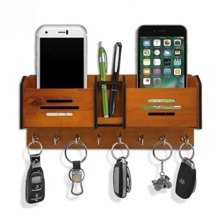 Wooden Mobile & Key Holder with Hooks
