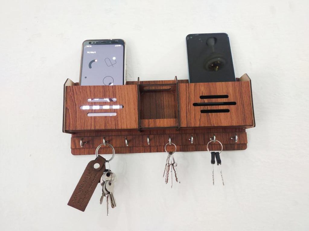 Wooden Mobile & Key Holder with Hooks