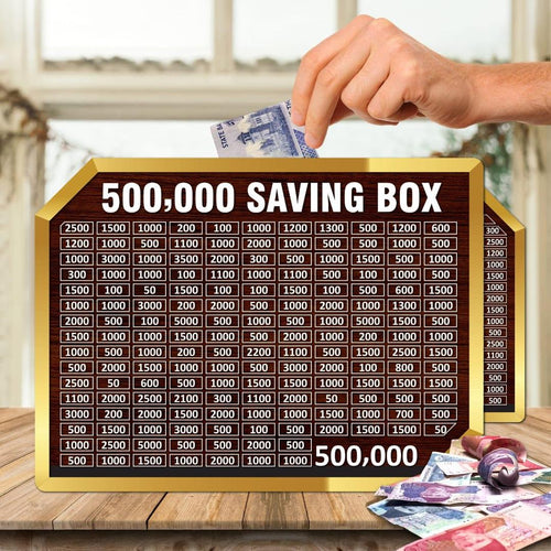 500,000 PKR Savings Box Wooden Golden Acrylic