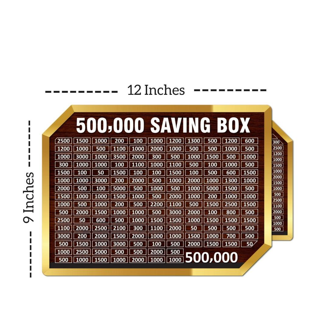 500,000 PKR Savings Box Wooden Golden Acrylic