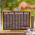 Golden Wooden Money Box with Saving Chart for Home Office