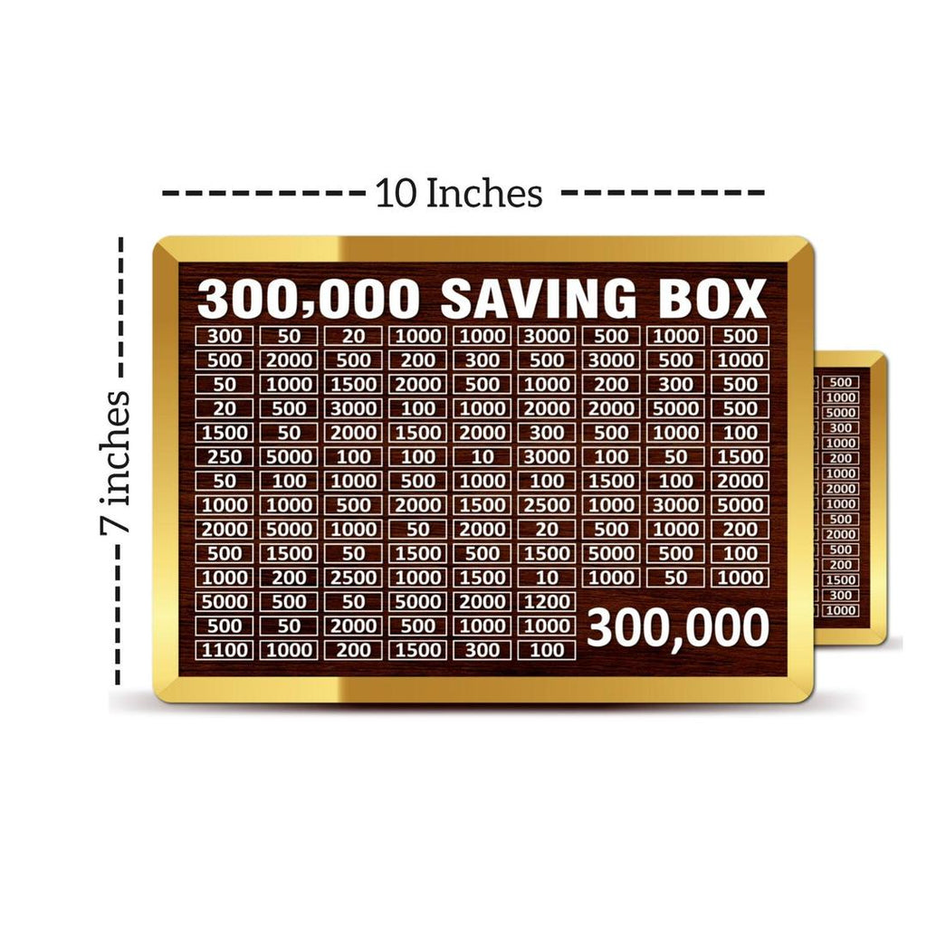 Golden Wooden Money Box with Saving Chart for Home Office
