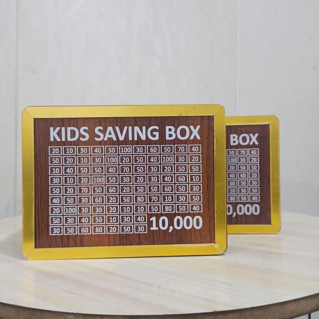 Kids Saving Box 10,000 Rupees Wooden Golden Acrylic