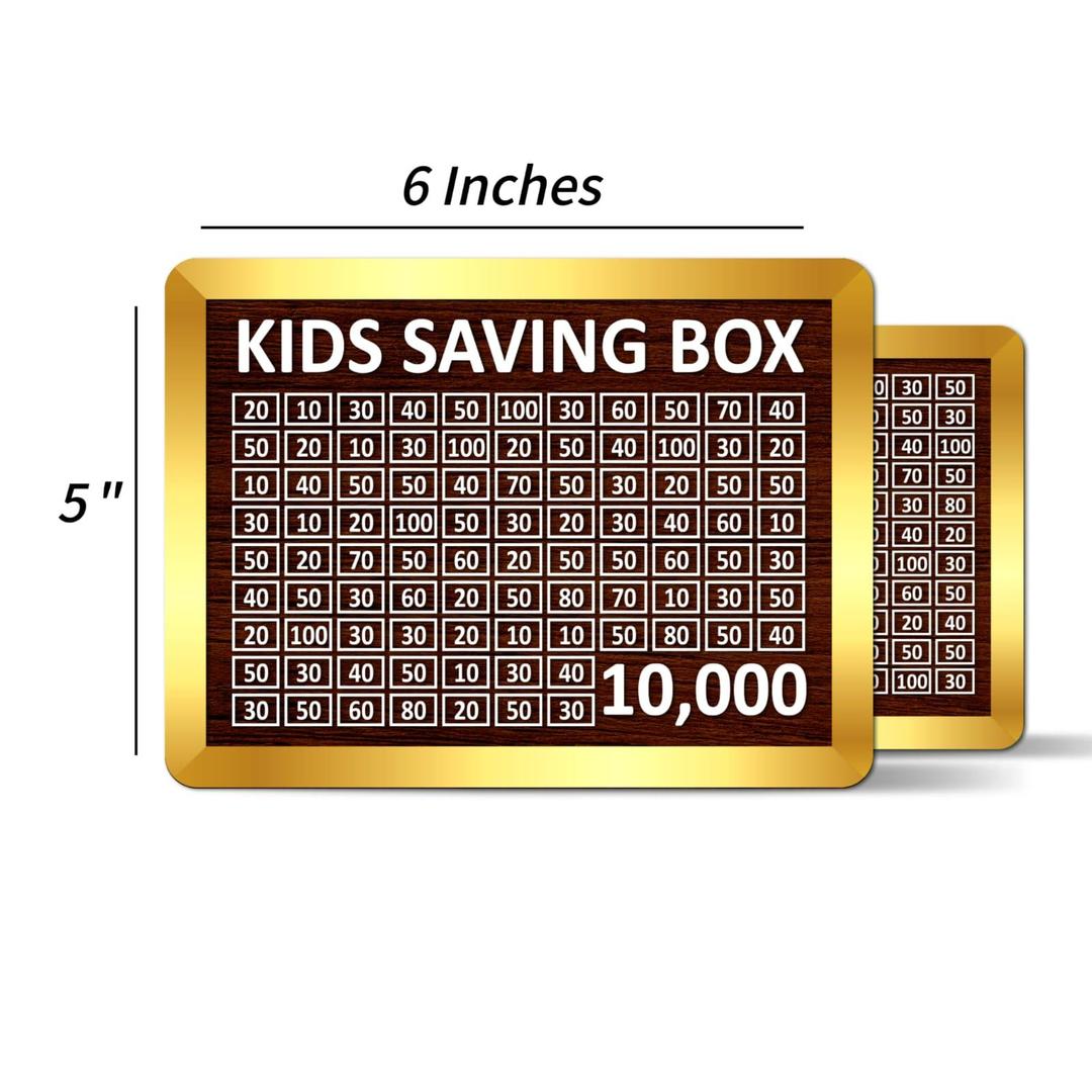 Kids Saving Box 10,000 Rupees Wooden Golden Acrylic