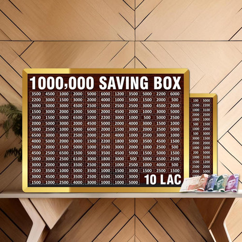 10 Lakh Saving Box Brown Wood Acrylic 9x12x3"