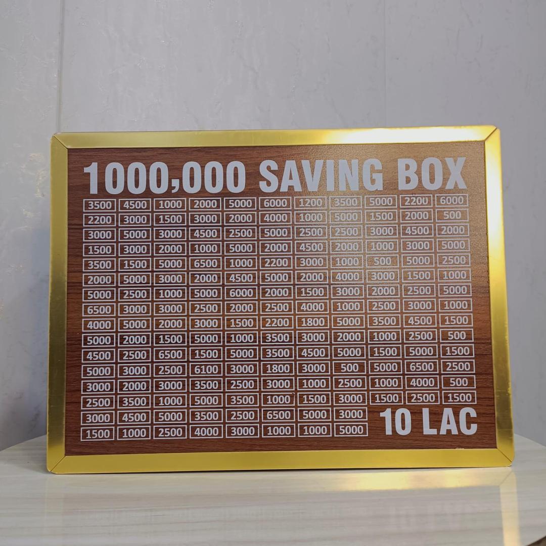10 Lakh Saving Box Brown Wood Acrylic 9x12x3"