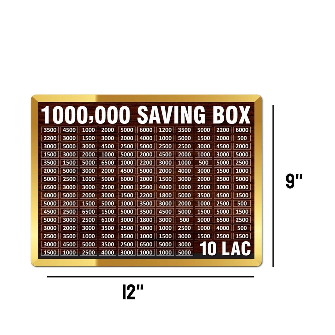 10 Lakh Saving Box Brown Wood Acrylic 9x12x3"