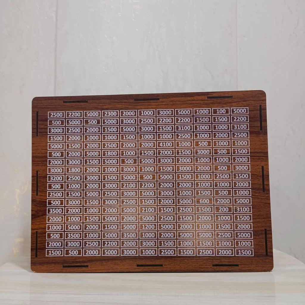 10 Lakh Saving Box Brown Wood Acrylic 9x12x3"