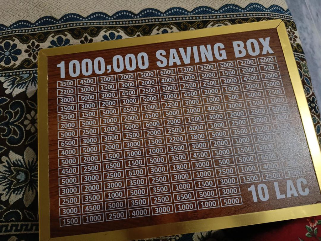 10 Lakh Saving Box Brown Wood Acrylic 9x12x3"