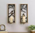 Modern Bird Branch Wall Sconces Set of 2 Black Ivory