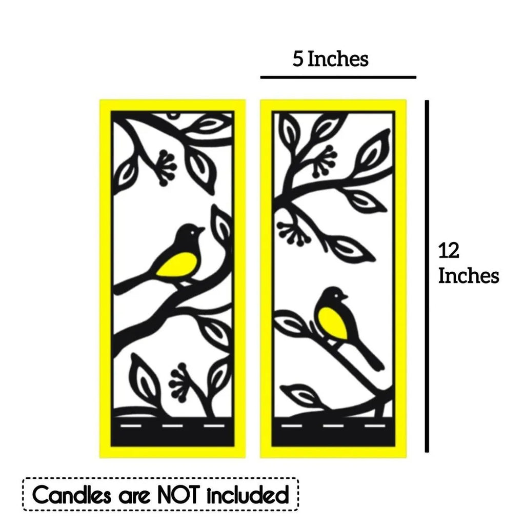 Modern Bird Branch Wall Sconces Set of 2 Black Ivory