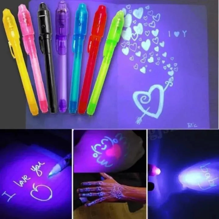 Invisible Gel Pens Set of 3 Multicolor UV Flashing