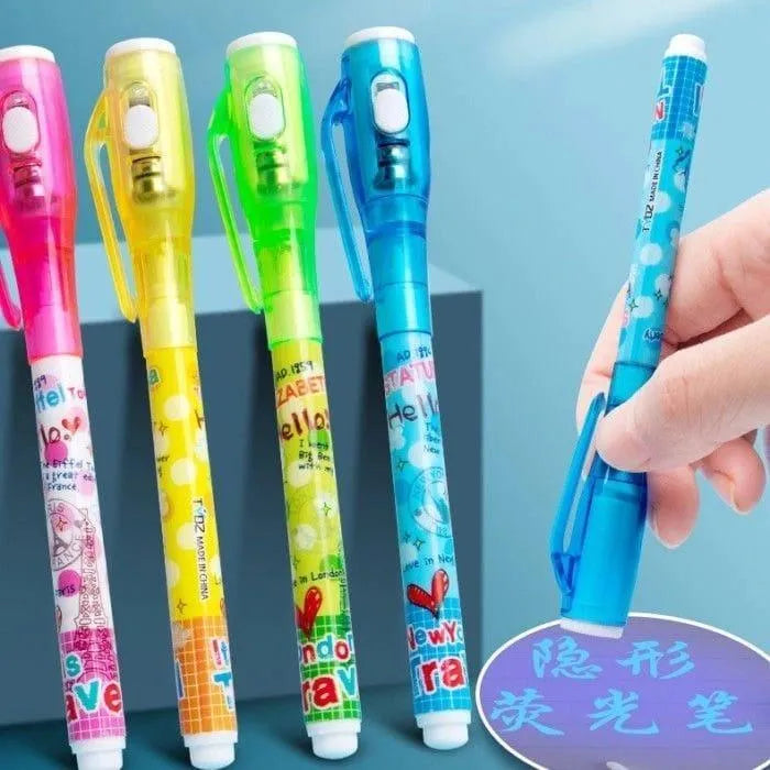 Invisible Gel Pens Set of 3 Multicolor UV Flashing
