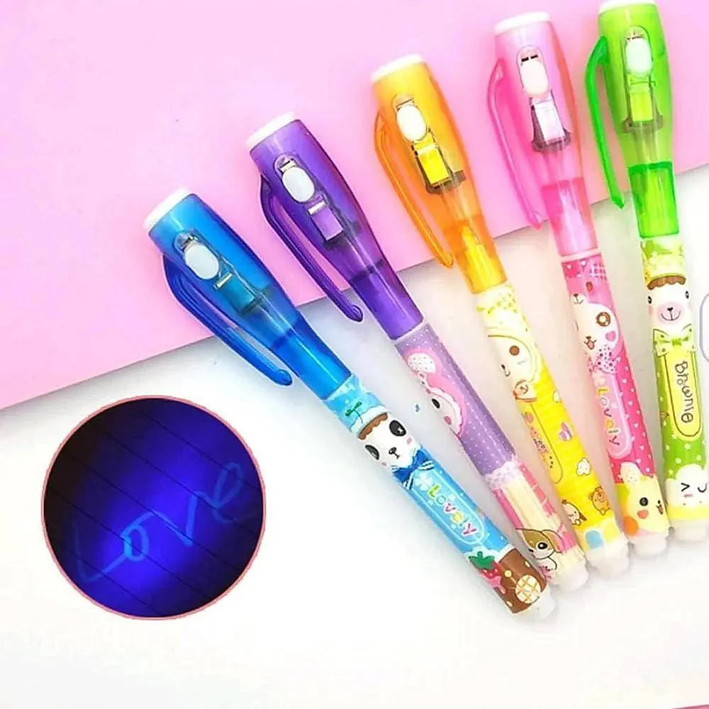 Invisible Gel Pens Set of 3 Multicolor UV Flashing