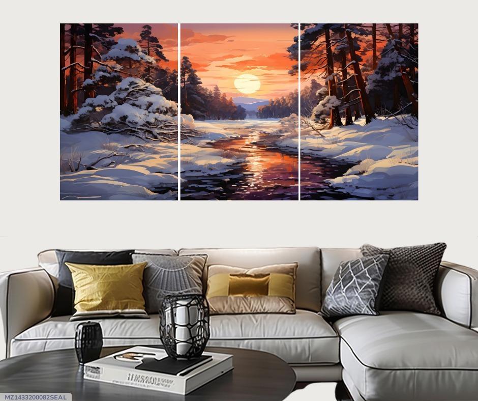 Wooden Wall Hanging Set 3 Pcs Multicolor Abstract Decor