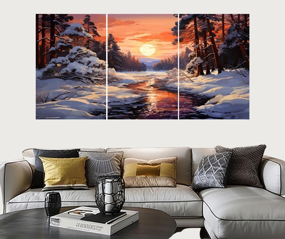 Wooden Wall Hanging Set 3 Pcs Multicolor Abstract Decor