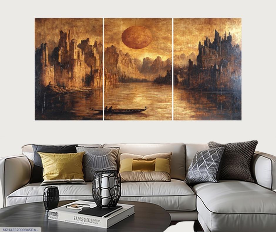 Premium Wooden Wall Hanging Set 3Pcs Multicolor Modern Design